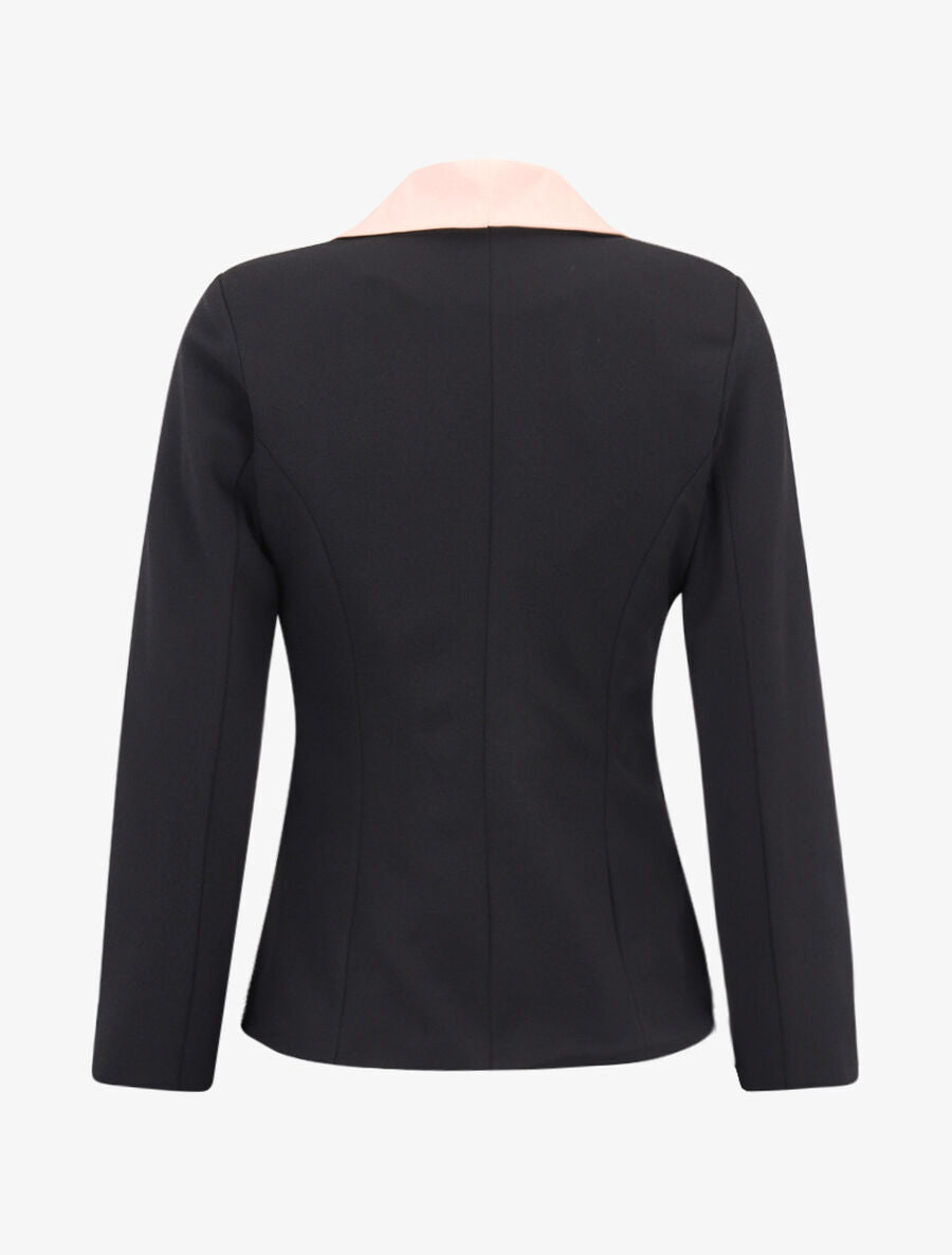 Blazer slim à col et poches contrastants - Noir - 2