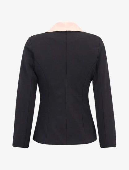 Blazer slim à col et poches contrastants - Noir - 2