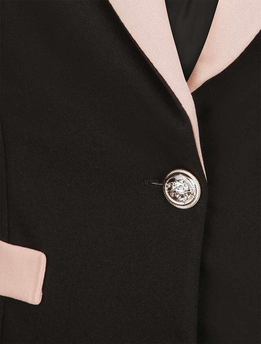 Blazer slim à col et poches contrastants - Noir - 3