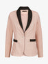 Blazer slim à col et poches contrastants - Rose pâle - 1