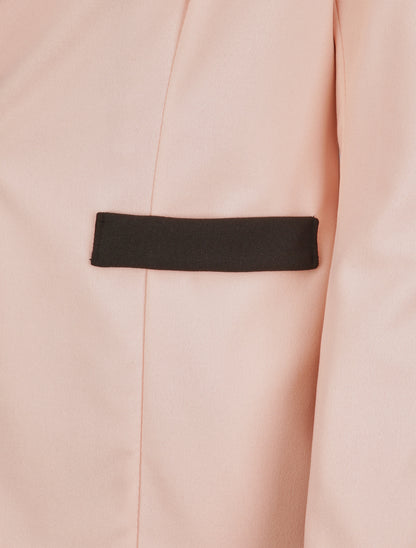 Blazer slim à col et poches contrastants - Rose pâle - 3