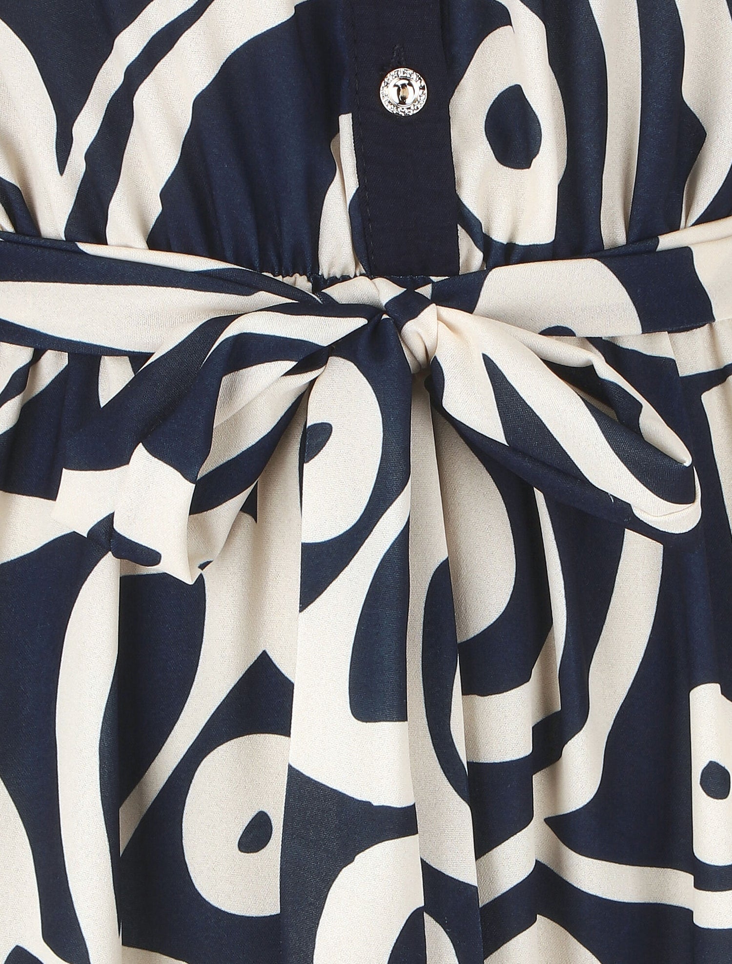 Robe chemise motif graphique manches courtes - Marine - 3