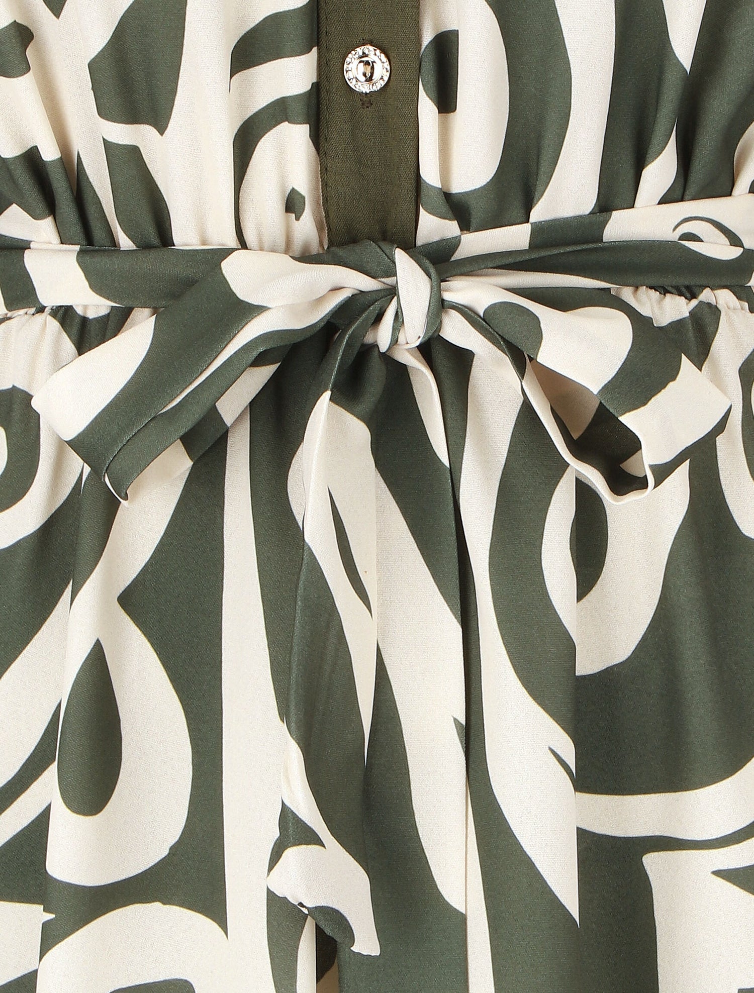 Robe chemise motif graphique manches courtes - Kaki - 3