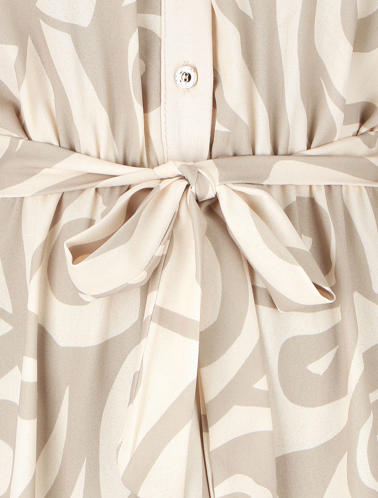 Robe chemise motif graphique manches courtes - Beige - 3