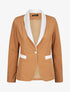 Blazer slim à col et poches contrastants - Camel - 1