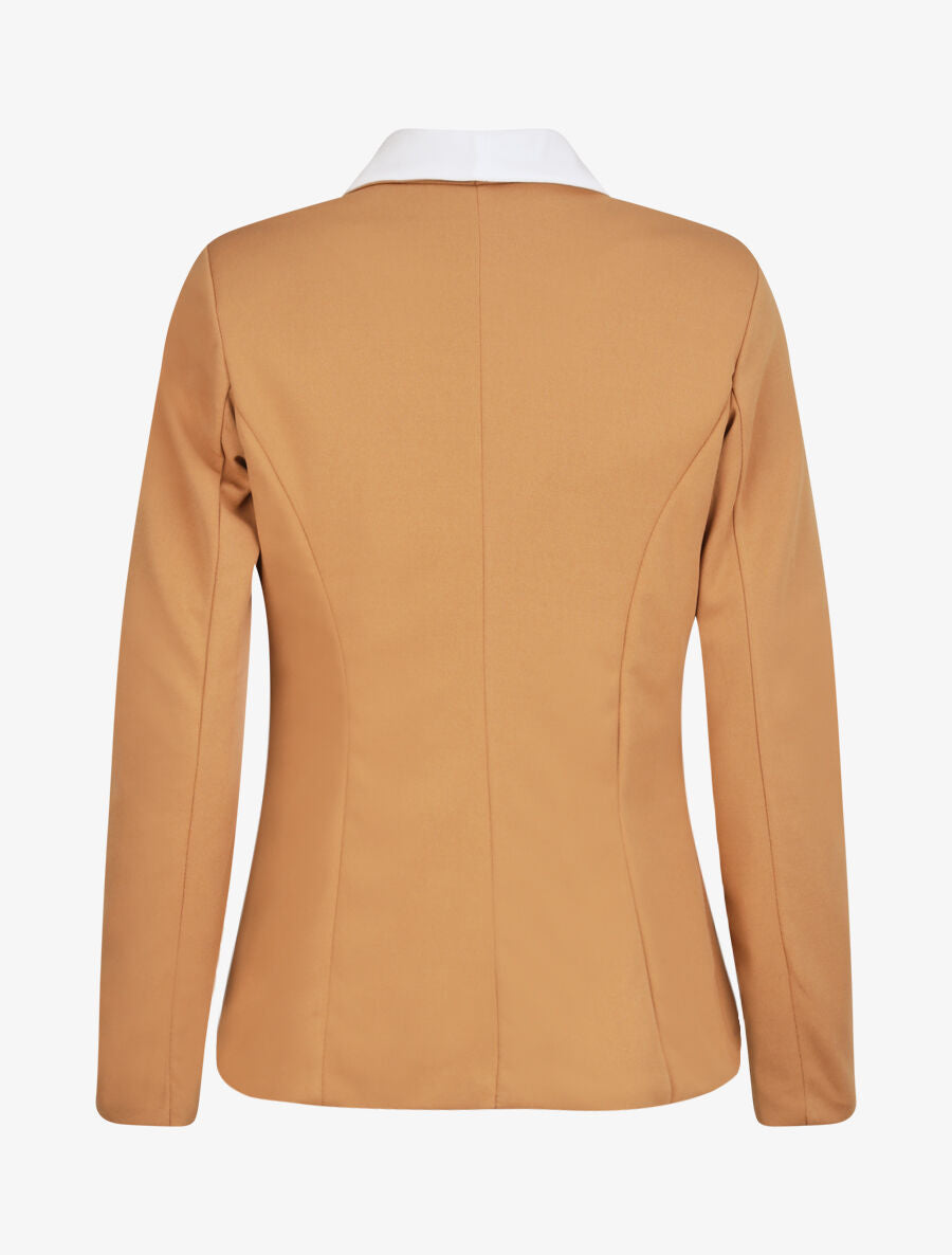 Blazer slim à col et poches contrastants - Camel - 2