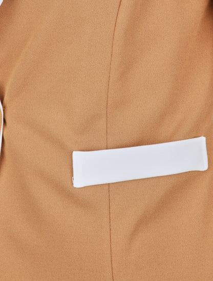 Blazer slim à col et poches contrastants - Camel - 3