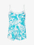 Caraco satiné imprimé fleuri - Turquoise - 1