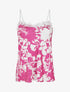 Caraco satiné imprimé fleuri - Fuchsia - 1