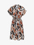 Robe longue élastiquée imprimé abstrait - Noir - 1