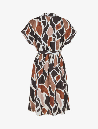 Robe longue élastiquée imprimé abstrait - Noir - 2