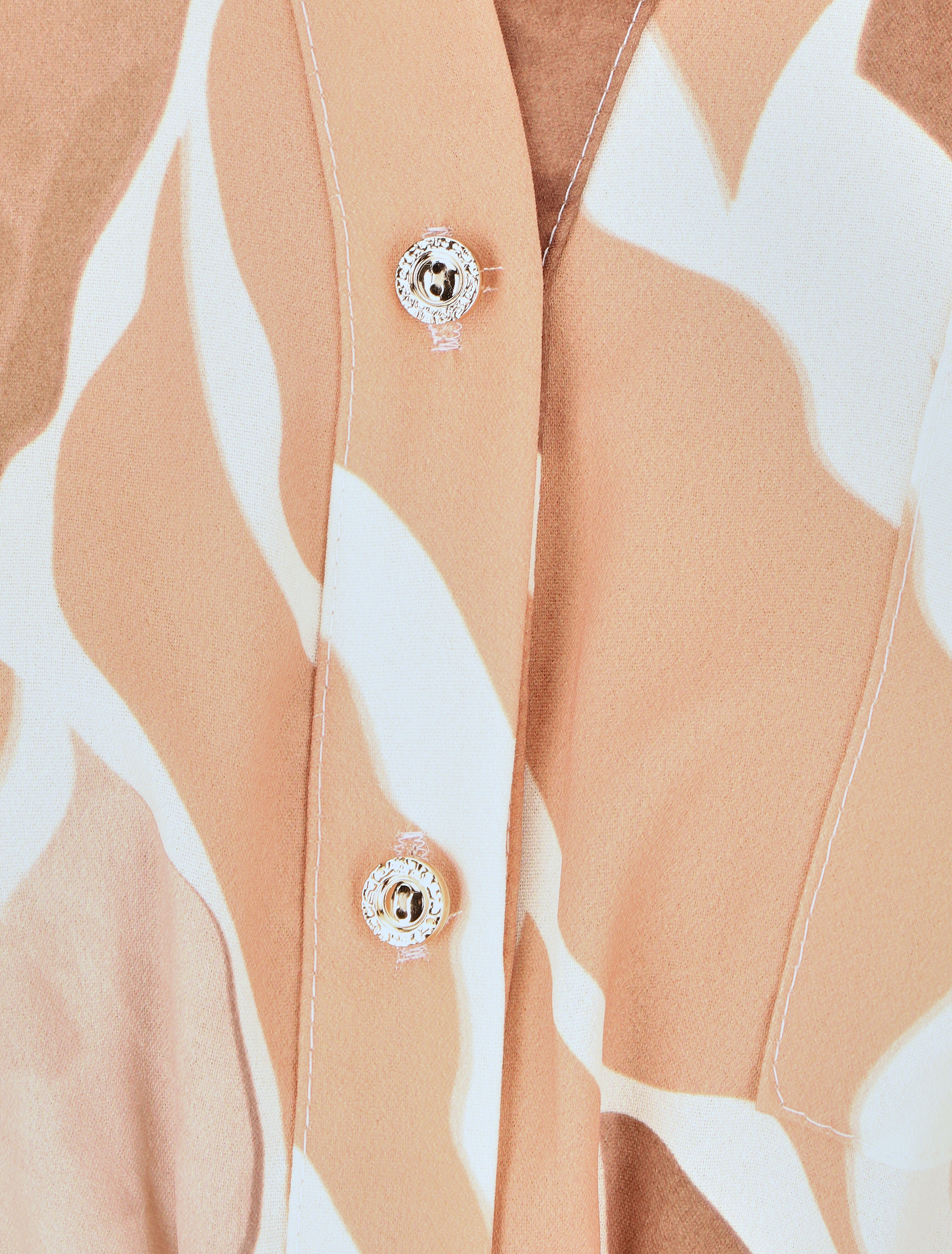Robe longue élastiquée imprimé abstrait - Camel - 3