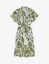 Robe longue élastiquée imprimé abstrait - Vert - 1