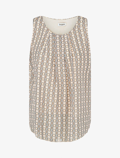 Top sans manches imprimé graphique - Beige - 1