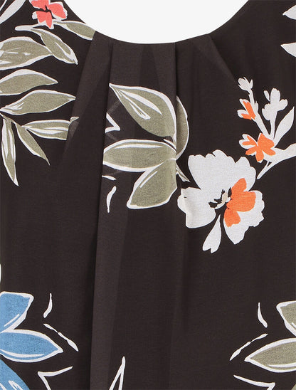 Top sans manches imprimé fleuri - Noir - 3