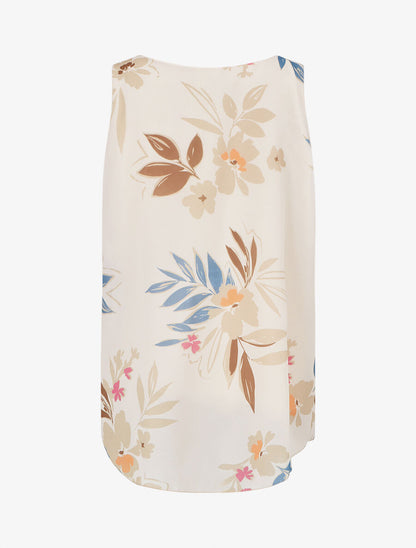 Top sans manches imprimé fleuri - Beige - 2