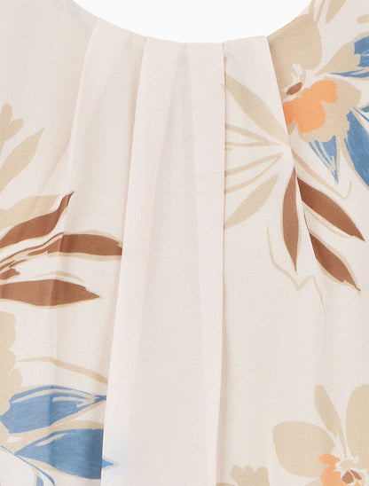 Top sans manches imprimé fleuri - Beige - 3