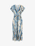Robe longue imprimé abstrait à col cache-coeur - Bleu - 1