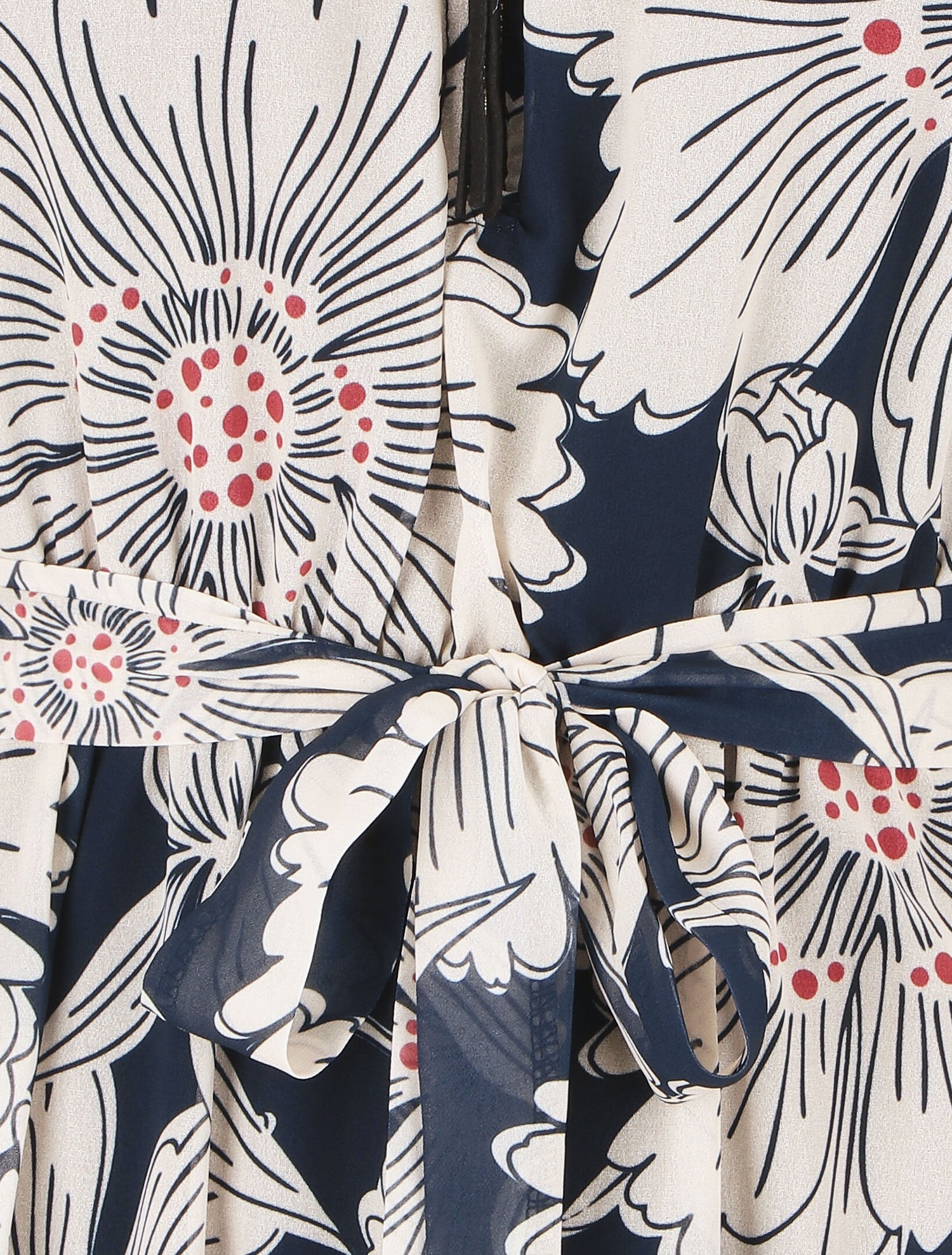 Robe mi-longue imprimé fleuri - Marine - 3