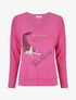 Pull à message floqué - Fushia - 1