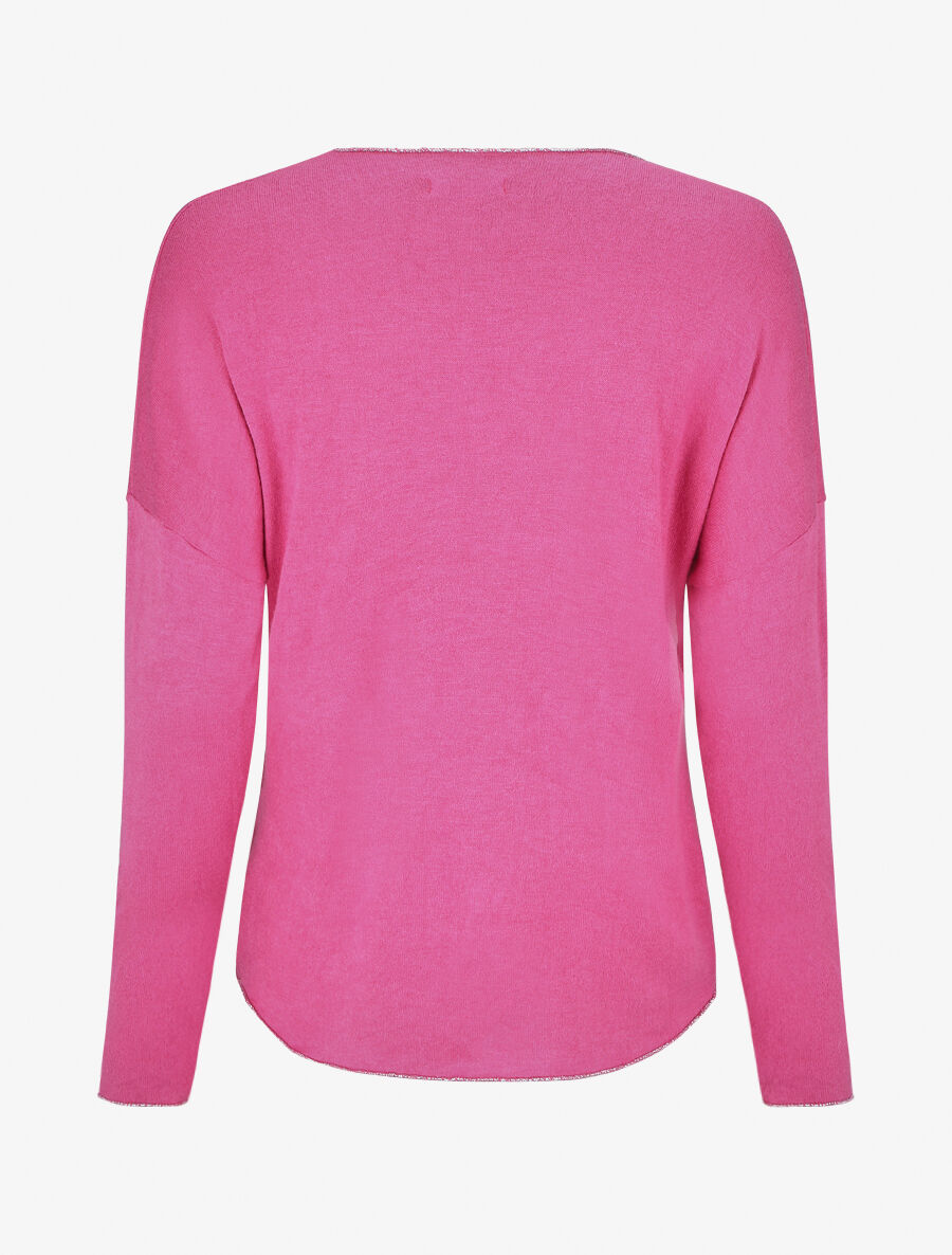 Pull à message floqué - Fushia - 2