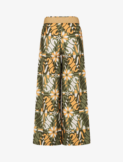 Pantalon ample imprimé floral - Kaki - 2