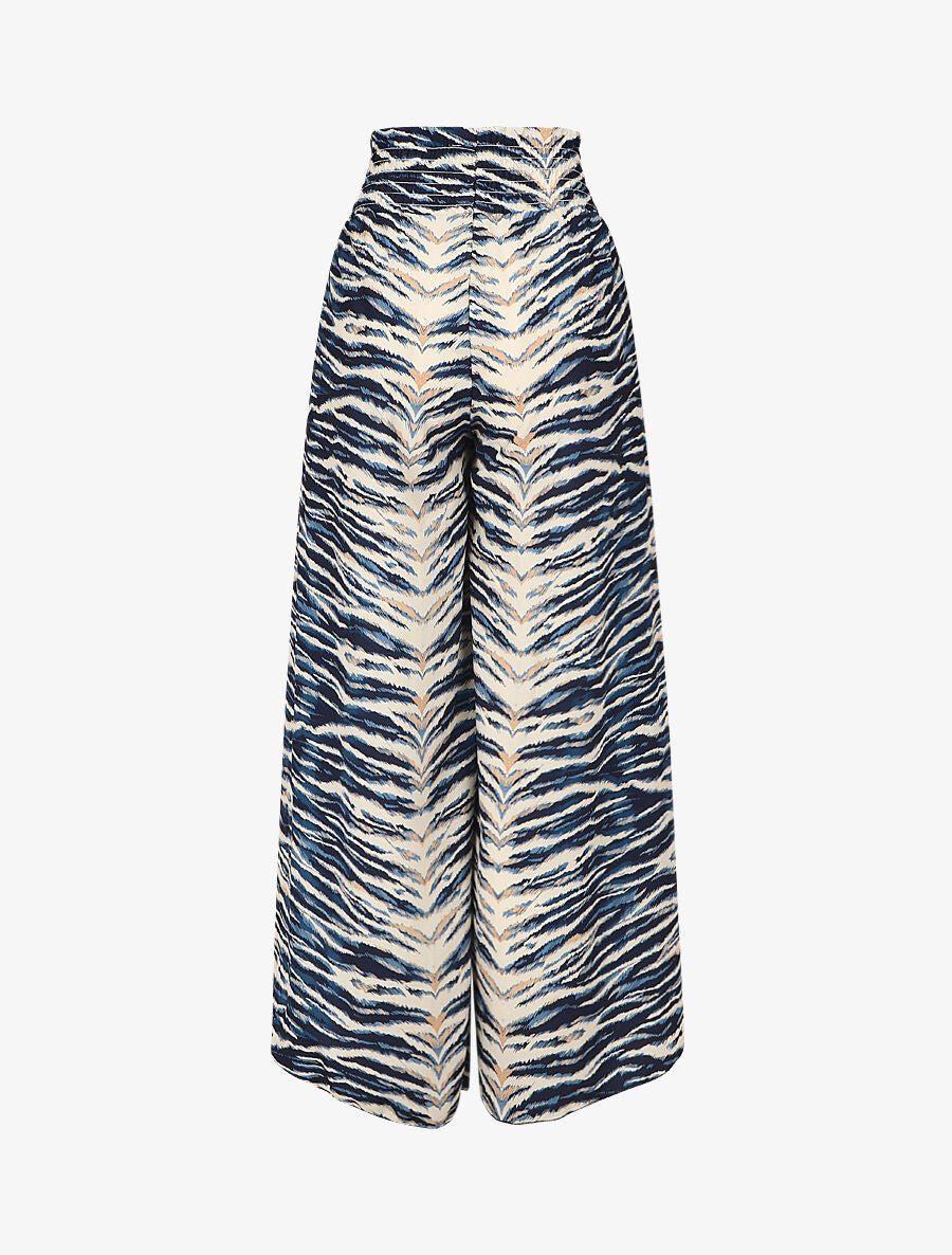 Pantalon imprimé animal fendu - Bleu - 2