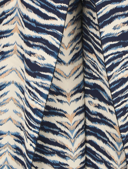 Pantalon imprimé animal fendu - Bleu - 3