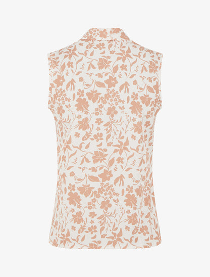 Top sans manches imprimé fleuri - Beige - 2