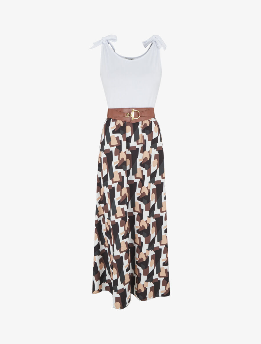 Robe bi-colore à imprimé graphique - Noir - 5