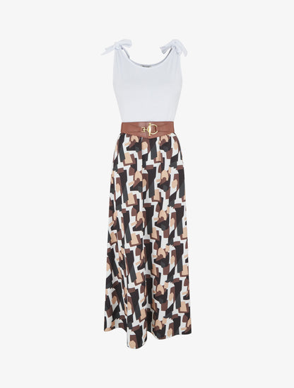 Robe bi-colore à imprimé graphique - Noir - 5