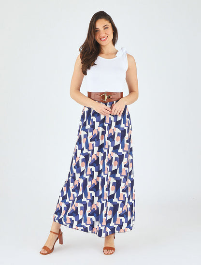 Robe bi-colore à imprimé graphique - Marine - 4