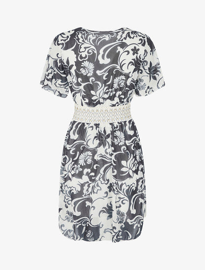 Robe mi-longue à détail irisé et bande large - Noir - 2