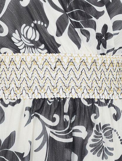 Robe mi-longue à détail irisé et bande large - Noir - 3