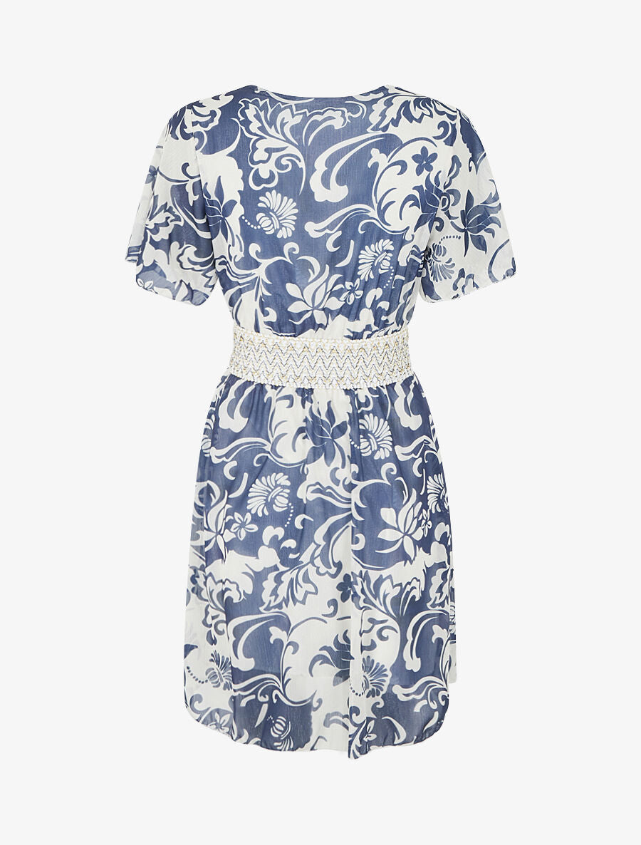 Robe mi-longue à détail irisé et bande large - Marine - 2