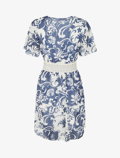 Robe mi-longue à détail irisé et bande large - Marine - 2