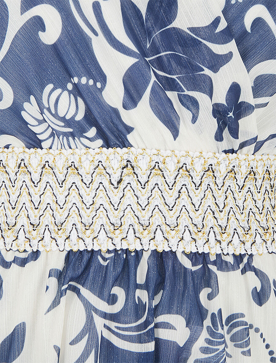 Robe mi-longue à détail irisé et bande large - Marine - 3