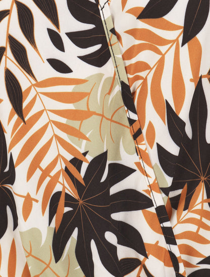 Body imprimé feuilles à col V - Beige - 3