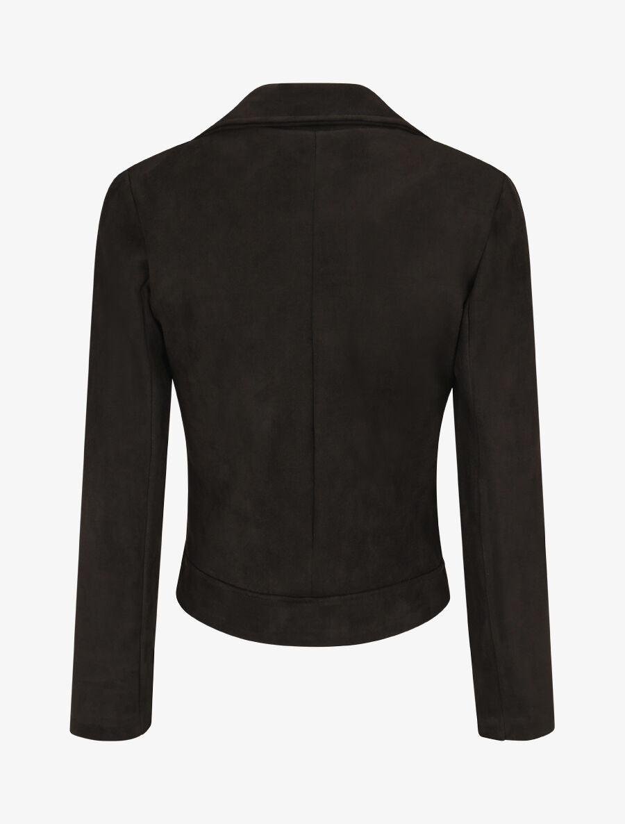 Veste en suédine à zip décoratif - Noir - 2