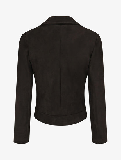 Veste en suédine à zip décoratif - Noir - 2