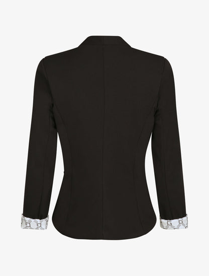 Blazer slim uni à revers imprimé graphique - Noir - 2