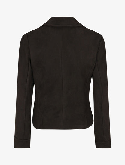 Veste en suédine à zips décoratifs et fermeture zippée - Noir - 2