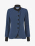 Veste boutonnée à bords côtelés - Marine - 4