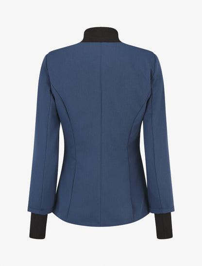 Veste boutonnée à bords côtelés - Marine - 2