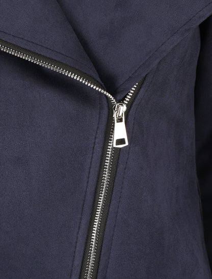 Veste en suédine à fermeture zippée - Marine - 3
