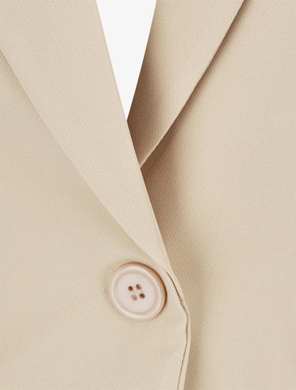 Blazer uni à 1 bouton - Beige - 3