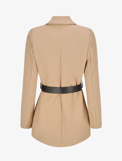 Blazer uni ceinturé - Camel - 2