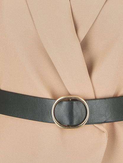 Blazer uni ceinturé - Camel - 3