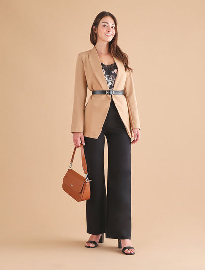 Blazer uni ceinturé - Camel - 4