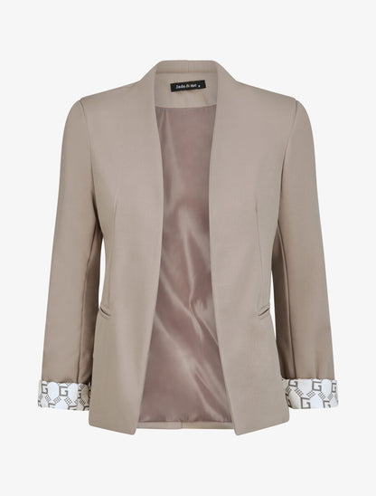 Blazer slim uni à revers imprimé graphique - Gris - 1